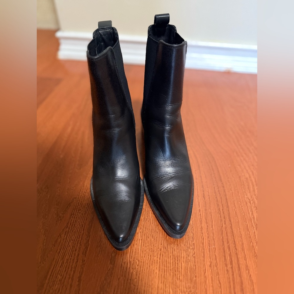 Zara Black Leather Ankle Booties